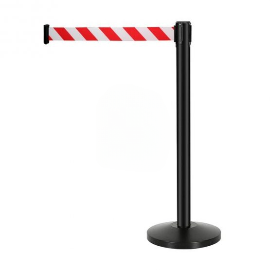 Black Pole with Caution Red & White Belt